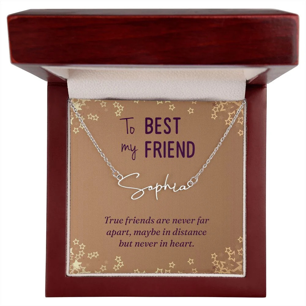 True Friends are Never Far Personalized Silver Tone Name Necklace Custom Na